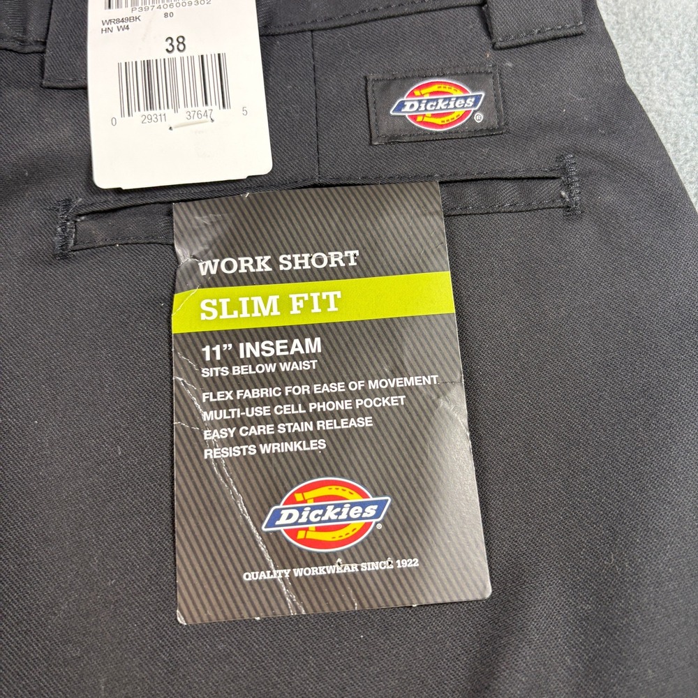 Dickies Mens Flex Slim Fit Work Shorts Black 11 Inch Inseam Size 38 WR849BK - Picture 3 of 10